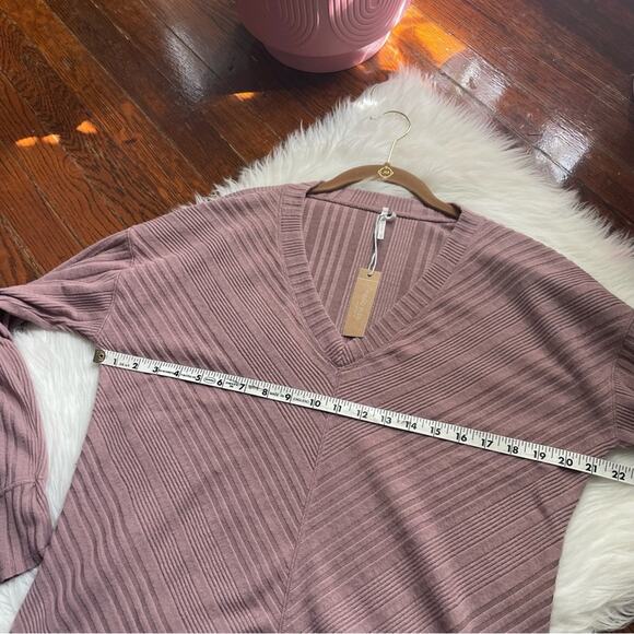 Textured Oversized Long Sleeve Knit Top Powder Blush Loungewear NWT - Picture 6 of 7
